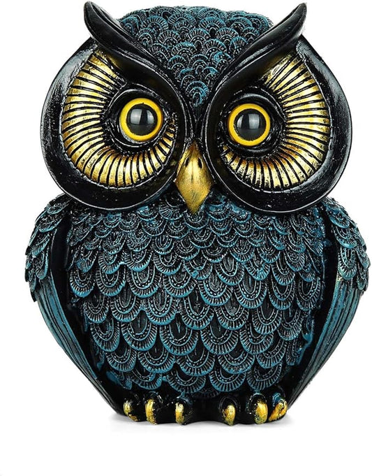 Owl Figurines Resin Statue Home Decor Sculptures Ornament for Bookshelf Living Room,Housewarming Gift