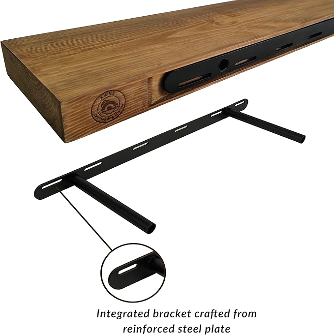 Wood Floating Shelves,Rustic Wood Wall Shelves for Bathroom Living Room Bedroom Kitchen Farmhouse Laundry Room Set of 2,Handmade-Thickened Wall Shelf (Golden Oak, 24''x8''x1.5'')