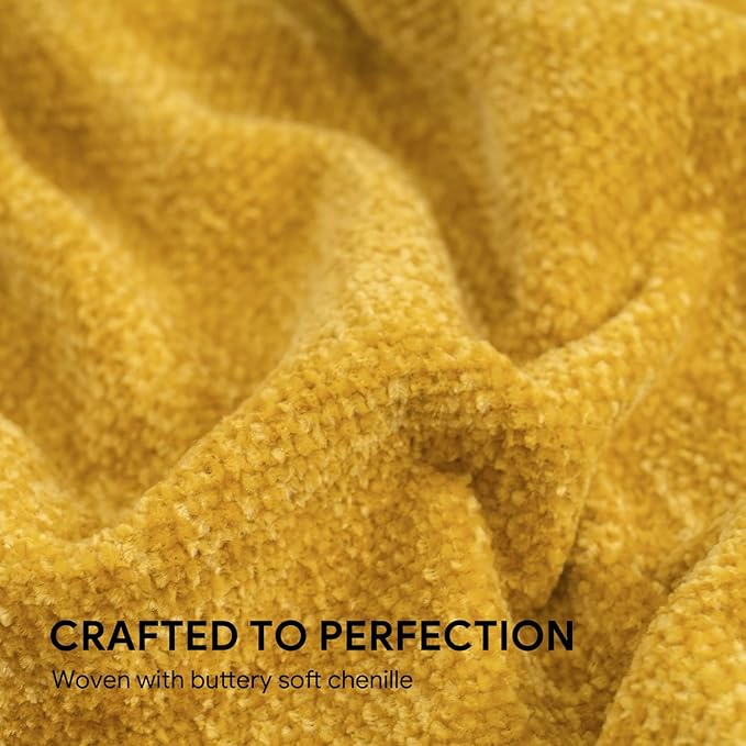 RECYCO Throw Blanket Soft Cozy Chenille Throw Blanket with Fringe Tassel for Couch Sofa Chair Bed Living Room Gift (Mustard Yellow, 50'' x 60'')