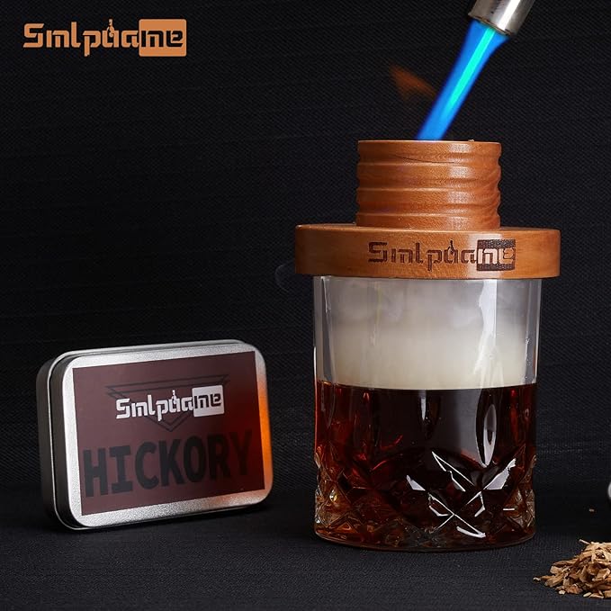 Cocktail Smoker Kit with Torch, Old Fashioned Smoker Kit for Bourbon Whiskey Drink, Smoker Infuser Kit with 4 Flavors Wood Chips, Birthday for Husband, Men, Dad (No Butane)