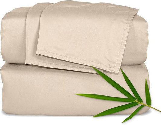 Twin Sheets by Pure Bamboo, Genuine 100% Organic Viscose Derived from Bamboo Bed Sheet Set, Luxuriously Soft & Cooling, Double Stitching, Lifetime Quality Promise (Twin, Taupe)