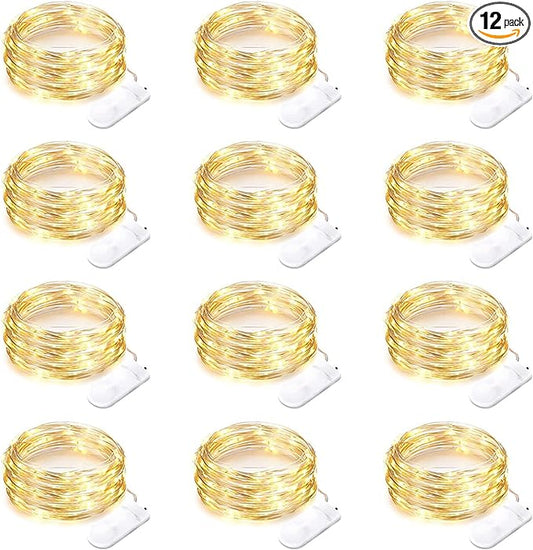 12 Pack Battery Operated Fairy String Lights 7 Feet 20 Led Waterproof Silver Wire Firefly Starry Moon Lights for Bedroom DIY Party Wedding Patio Christmas