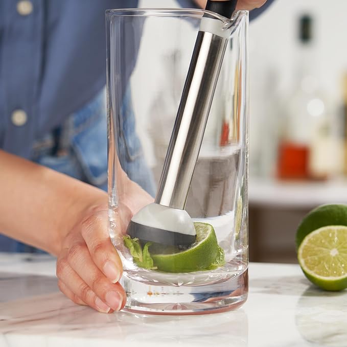 True Grind Muddler for Cocktails & Mixed Drinks, Fruits, Spices, Herbs, and Sugar Cubes Crusher, Home Bar Accessories, Bartender Tools, 8.5", Set of 1