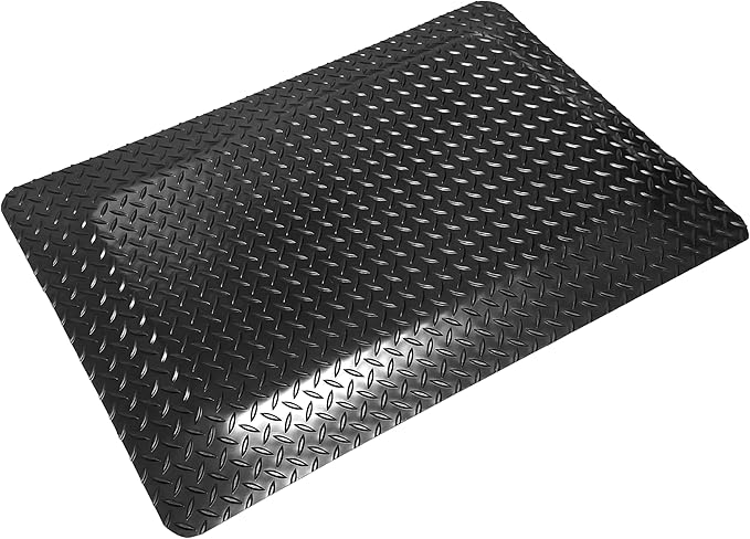 Rhino Mats, American Classic Diamond Anti-Fatigue Mats, Industrial Ergonomic Comfort Standing Mat for Work, Home, Garage, Office, Kitchen or Anywhere (Black 1" Thick, 4 FT. x 12 FT.)