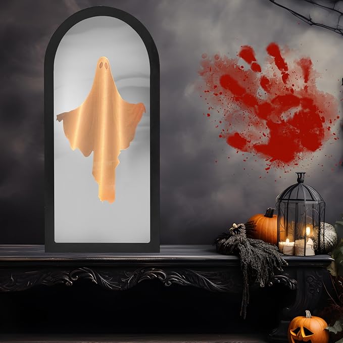 2025 Halloween Hologram Ghost Mirror - Spooky LED Indoor Decor, Scary Party Supplies, Haunted Home Accessories, Easy Install, (Plug-in, 19.68" x 9.45")