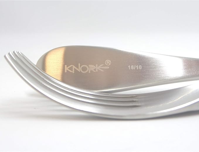 Knork Original Cutlery Utensils Flatware Set, 20 Piece (Service for 4), Duo Silver