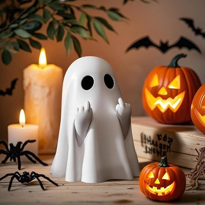 Halloween Ghost Figurine, Halloween Decorations Indoor, Farmhouse Tiered Tray Decor, Spooky Home Decorations, Coffee Table Centerpieces Shelf Mantel Display