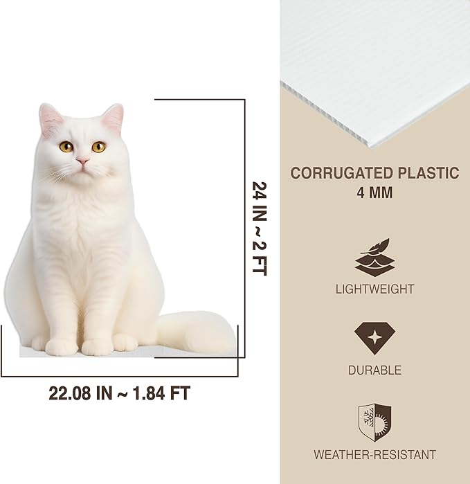 Cat - Snow Lynx Life Size Standee - 2FT Freestanding Coroplast Cutouts | Pets Animal Standup Photo Booths, Birthday & Halloween Decorations