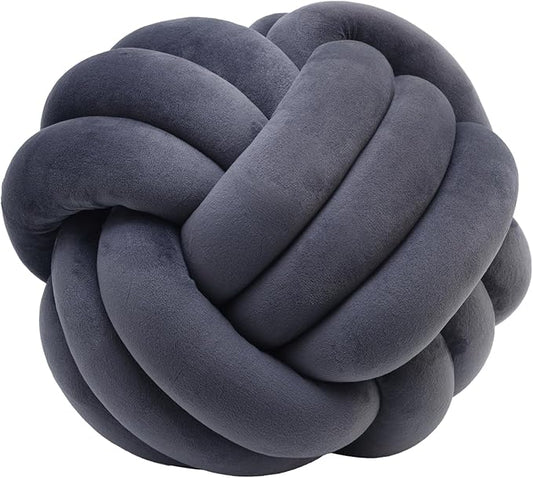 Petrella Knot Pillow Throw Pillows Ball Round Cute Throw Pillows Home Decor Cushion Decorative Aesthetic Spandex,Dark Gray 13inch
