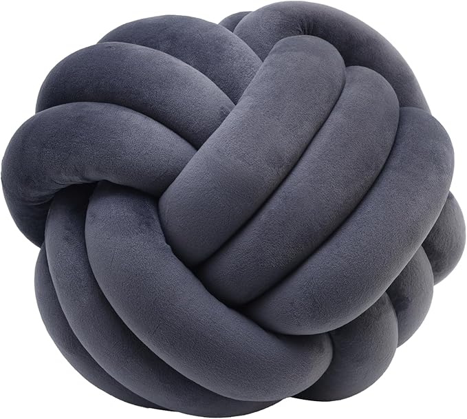 Petrella Knot Pillow Throw Pillows Ball Round Cute Throw Pillows Home Decor Cushion Decorative Aesthetic Spandex,Dark Gray 11inch