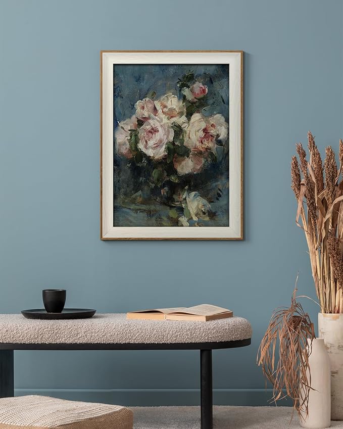 InSimSea Framed Canvas Wall Art of Bedroom Decor - Vintage Floral Flower Wall Decor, Botanical Art Work Paintings Room Decor Home Decor Living Room Bedroom Bathroom 12x16In