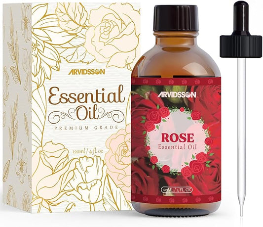 Rose Essential Oil 4 Fl Oz (120ml) - Pure and Natural Fragrance Oil, Aromatherapy Rose Oil for Diffusers, Massage, Candle Making, Room Spray Diffuser Oil for Home, Scented Oil Gift for Women