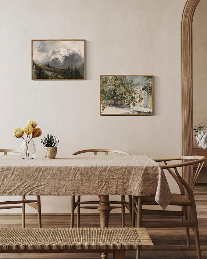 VIYYIEA Framed Canvas Wall Art Vintage Decor, Country Orange Trees Earthy Room Decor Aesthetic, Kitchen Living Room Bedroom Bathroom Rustic Farmhouse Decorations, 12"x16"