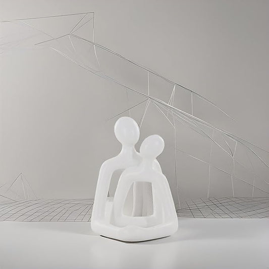 Minimalist White Couple Sculpture, Abstract Resin Art Decor, Zen Space Accent, Emotional Healing Gift