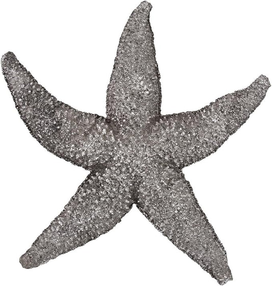 Howard Elliott Decorative Deep Starfish Figurine Hanging Wall Art for Home & Garden Decor, Silver Leaf Finish Abstract Decorative Sea Animal Figure for Tabletop & Wall Decoration 12 x 11 Inch, Small