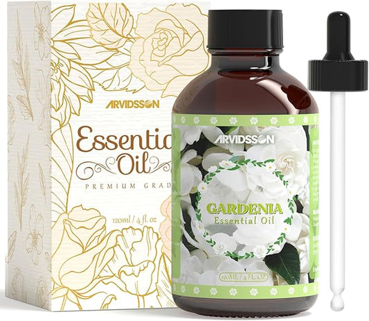 Gardenia Essential Oil 4 Fl Oz (120ml), ARVIDSSON Pure & Natural Gardenia Oil, Aromatherapy Essential Oils for Diffuser, Candle Making, Room Spray Diffuser Oils, Scented Oil Gift for Women