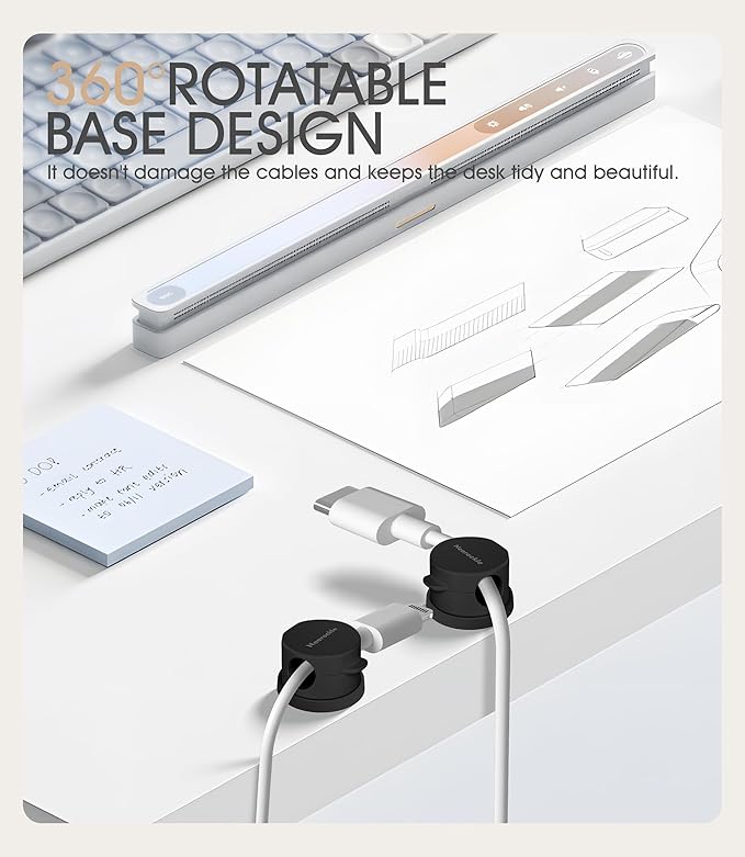 9 Pack Spring Cord Organizer Cable Clips [Locking Cable Rotatable], 2025 Latest Nearockle Phone Charging Cord Holder Cable Management for Car, Nightstand, Office Desk Accessories (Black)