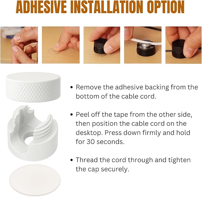 3PCS Cord Holder for Nightstand, Computer Cord Organizer for Desk, Appliance Cord Organizer, Stick-On Cable Clip for Charger, Laptop, USB, Headphones, Wire Management Set