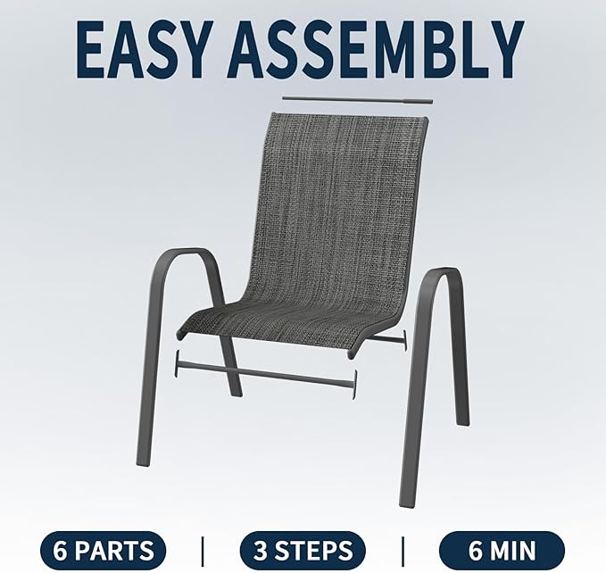 Amopatio Patio Chairs Set of 2, Breathable Garden Outdoor Furniture for Backyard Deck,Outdoor Stackable Dining Chairs for All Weather, Dark Grey