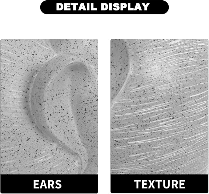 Elephant Statue Robust Resin, 5.5" H Handcrafted Majestic Sculptures, Modern Simple Decor for Bookend, Office, Bookshelf, Study, Living Room (Light Gray)