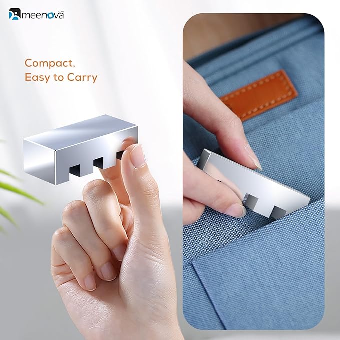 Meenova 304 Stainless Steel Weighted Cord Holder for Nightstand, Cable Organizer Management, 3 Hole Design, Aesthetic Desk Accessory for Office Computer Desk Charger Metal Keeper