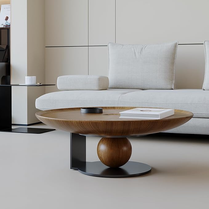 Luxury Solid Wood Coffee Table with Hidden Drawer, Fully Assembled Square Center Table for Living Room, Raised Edge Design, No Installation Needed, Premium Walnut Finish (39.37" Coffee Table)