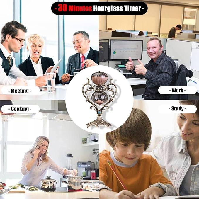 Sanduhr 30 Minuten,Hour Glass,Love Shape Metal Vintage Hourglass,Hourglass Decor,for Home Decoration Office Desk Wedding Party Decor Kitchen Timer (Pink Sand)