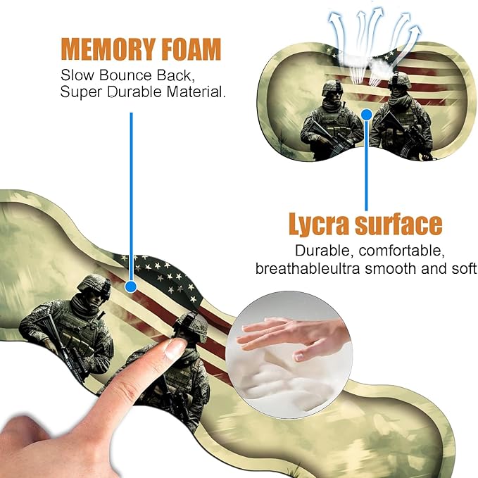 4 in 1 Ergonomic Keyboard Wrist Rest & Mouse Pad Wrist Rest Set, Large Gaming Desk Mat 31.5"x 11.8" with Non-Slip Base, Memory Foam for Home Office Study Gaming, American Military Army Troops Soldiers