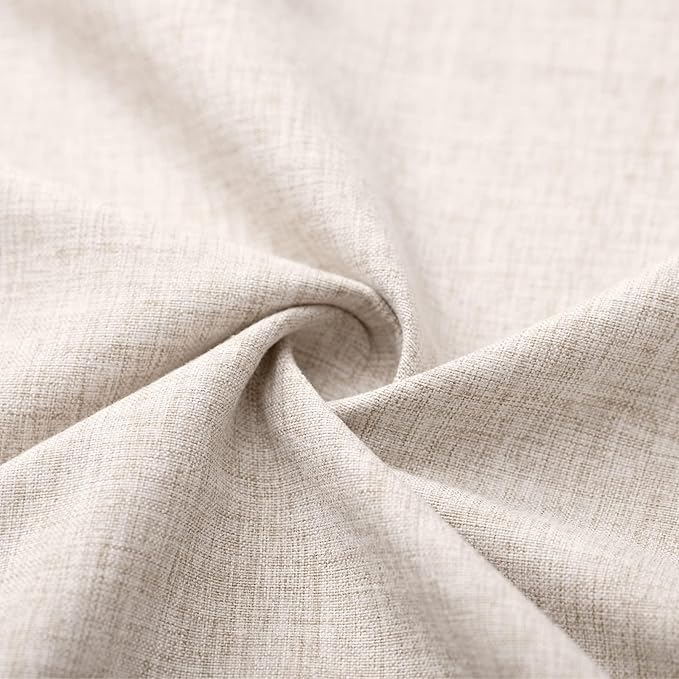 Awellife Extra Long 84 Inch Farmhouse Cream Shower Curtain Button Linen Textured Woven Fabric,Country Style (Linen & Cream, 72" W x 84" L)