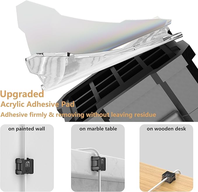 6 Pack Magnetic Cable Clips [Cable Smooth Adjustable] Cord Holder,Under Desk Cable Management,Kailfee Adhesive Wire Holder Keeper Organizer for Home | Office | Car | Desk | Nightstand | Strong Magnet