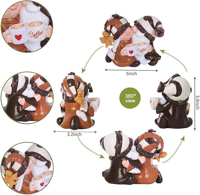 Coffee Bar Decor Gnomes - Handcrafted Resin Gnome Figurine for Home-Spring,Summer,Autumn and Winter Gnome Decorations Gifts-for Coffee Lovers