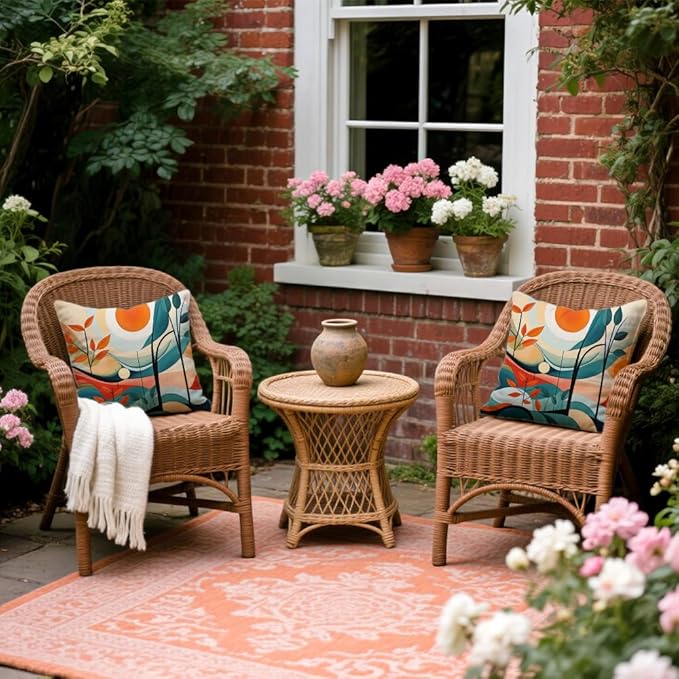 Cirzone Waterproof Outdoor Pillow Covers 18x18 Inch Set of 2 Summer Spring Floral Throw Pillow Covers Spring Outdoor Decor for Patio Furniture Garden Sofa