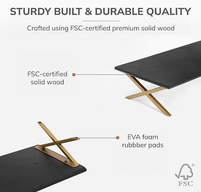 Anji Mountain Monitor Stand - Desktop Organizer & Laptop Riser, Ergonomic Monitor Riser, Space-Saving Monitor Stand for Desk, Durable Construction, Easy Assembly, Ideal for Home & Office,Black