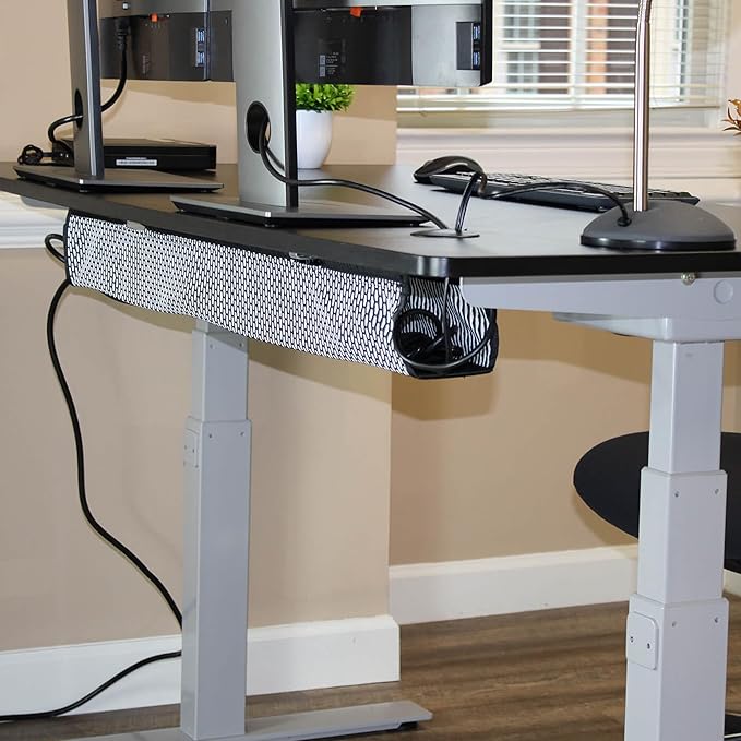 Perfect Posture Mesh Cable Organizer – Under Desk Cable Management with Adjustable Straps, Flexible Mesh, Easy-Access Design, & Standing Desk Compatible – 37.5” (White)