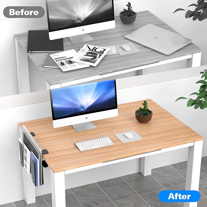 WYYHAA Adjustable Side Laptop Mount, No Drill Desk Storage Organizer, Metal Hanging Notebooks Holder, Punch-Free Clamp for MacBook Pro, Documents With Anti-Scratch Silicone