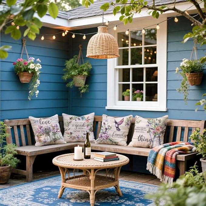 Cirzone Waterproof Outdoor Pillow Covers 18x18 Inch Set of 4 Summer Spring Floral Throw Pillow Covers Spring Outdoor Decor for Patio Furniture Garden Sofa
