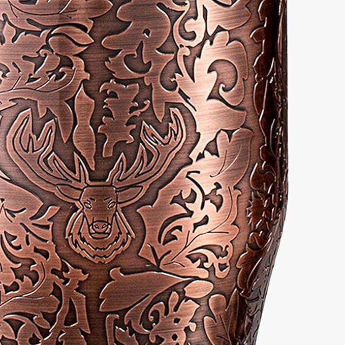 SKY FISH 3D Etching Cocktail Shaker Set Bartender Kit with Cocktail Shaker,Jigger, Muddler, Bar Spoon, Bar Accessory Tools, Reindeer Deer Head Pattern, Stainless Steel, Copper Plated