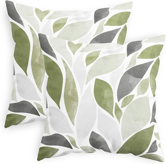 CaliTime Throw Pillow Cases Pack of 2 Cozy Fleece Falling Dahlia Floral Flowers Petals Decorative Cushion Covers for Couch Bed Sofa Farmhouse Decoration 16 X 16 Inches Sage Green Grey