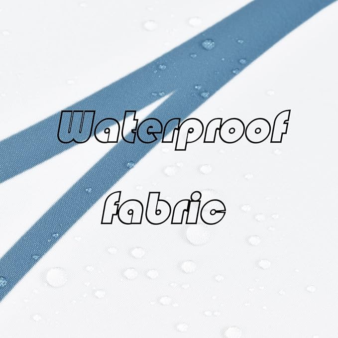 Punkray Lake Blue Shower Curtain for Bathroom with Hooks, Extra Long Shower Curtain Set Stripe Shower Curtains, Weighted Hem Water Repellent Washable, 72 x 72