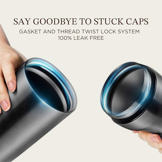 Kitessensu Hybrid Cocktail Shaker | Vacuum Insulated Stainless Steel Martini Shaker with Double Wall Martini Cup | Integrated Measuring System | Tumbler Lid & Cocktail Recipes Included | Matte Black