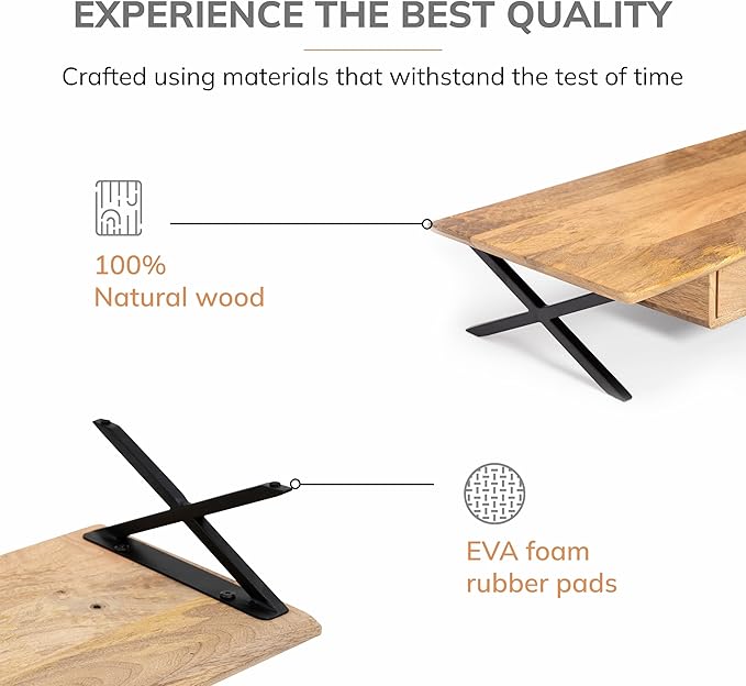 Anji Mountain Monitor Stand - Desktop Organizer & Laptop Riser, Ergonomic Monitor Riser, Space-Saving Monitor Stand for Desk, Durable Construction, Easy Assembly, Ideal for Home & Office,Natural