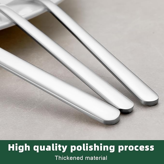 24 Pcs Silverware Set with Steak Knives, Stainless Steel Flatware Set for 4, Food-Grade Cutlery Set, Mirror Polished Tableware Eating Utensils Set for Kitchen, Knife Fork Spoon Set, Dishwasher Safe