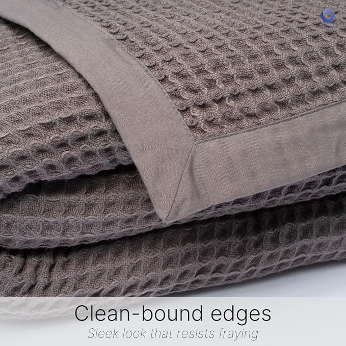 GOTS Certified Organic Cotton Waffle Weave Blanket, Throw Bed Blanket, 50"X60"Cozy Throw Blanket for Couch, Modern Home Decor, Throw Blankets,Waffle Blanket, Soft Bed Blankets -Charcoal Grey