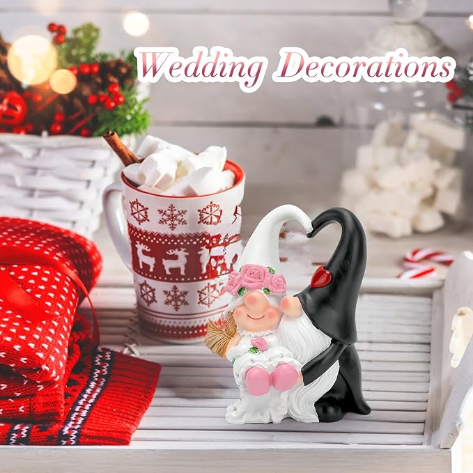 Anniversary Wedding Gifts for Couple - Romantic Wedding Gnomes Decorations, Gifts for Wife Mothers Day Husband Birthday (White)