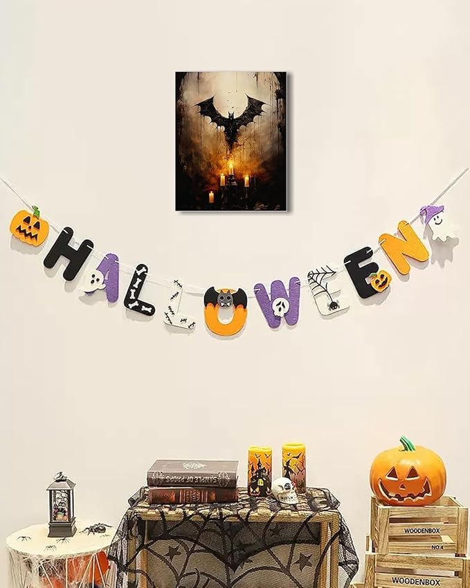 AbcCustomize Halloween Canvas Wall Art - Vintage Moody Bat Poster, Gothic Dark Academia Wall Decor, Spooky Halloween Decor for Farmhouse & Cottage, Fall Decorations Indoor for Living Room & Bedroom