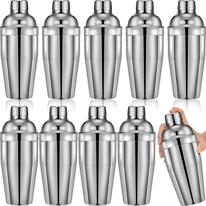 Nitial 9 Pcs Bar Cocktail Shaker Professional Stainless Steel Martini Drink Mixer with Built-in Strainer for Bartending No Leaks Boston Shaker for Bar Party Drink Mixing Tool(18.6 oz)