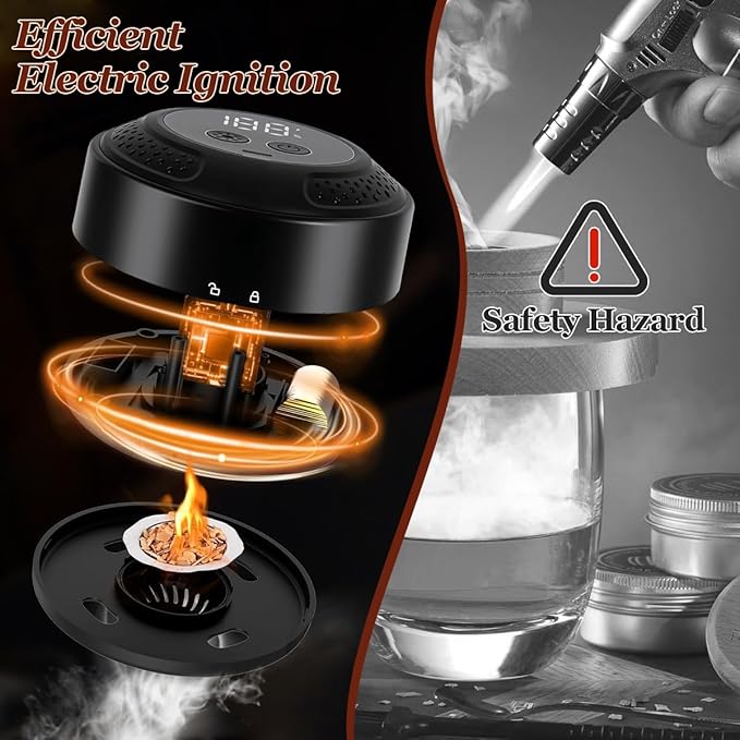 Whiskey Smoker Kit, Electric Cocktail Kit with 6 Flavors Wood Chips Old Fashioned Drink Smokers Infuser Set Anniversary Birthday Christmas Bourbon Gifts for Men Dad Husband (NO Butane Needed)