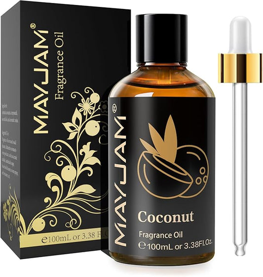 MAYJAM 100ML/3.38FL.OZ Coconut Fragrance Oils with Glass Dropper, Essential Oils for Diffusers for Home, Long Lasting Scented Oils for Diffusers Soap Candle Making