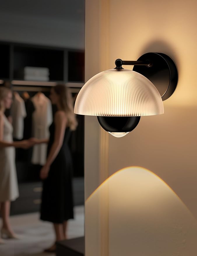 Tubicen Round Wall Sconce with Upper and Lower Lights 10W LED Dimmable Wall Light Fixture Modern Wall Sconces for Living Room Bedroom Hardwired 3000K Black