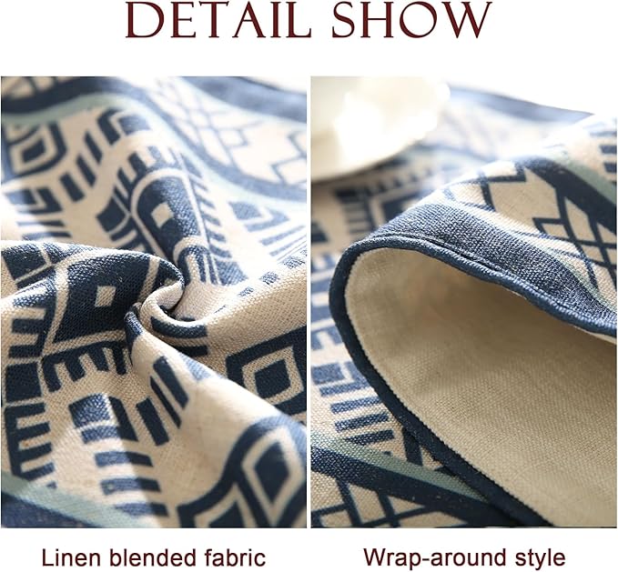 Chinoiserie Blue Stripe Cloth Runner for Table,Decorative Farmhouse Linen 87 Inches Long Table Runners,Decor Tabletop for Kitchen,Dining,Party,Home,Christmas,12"*87"